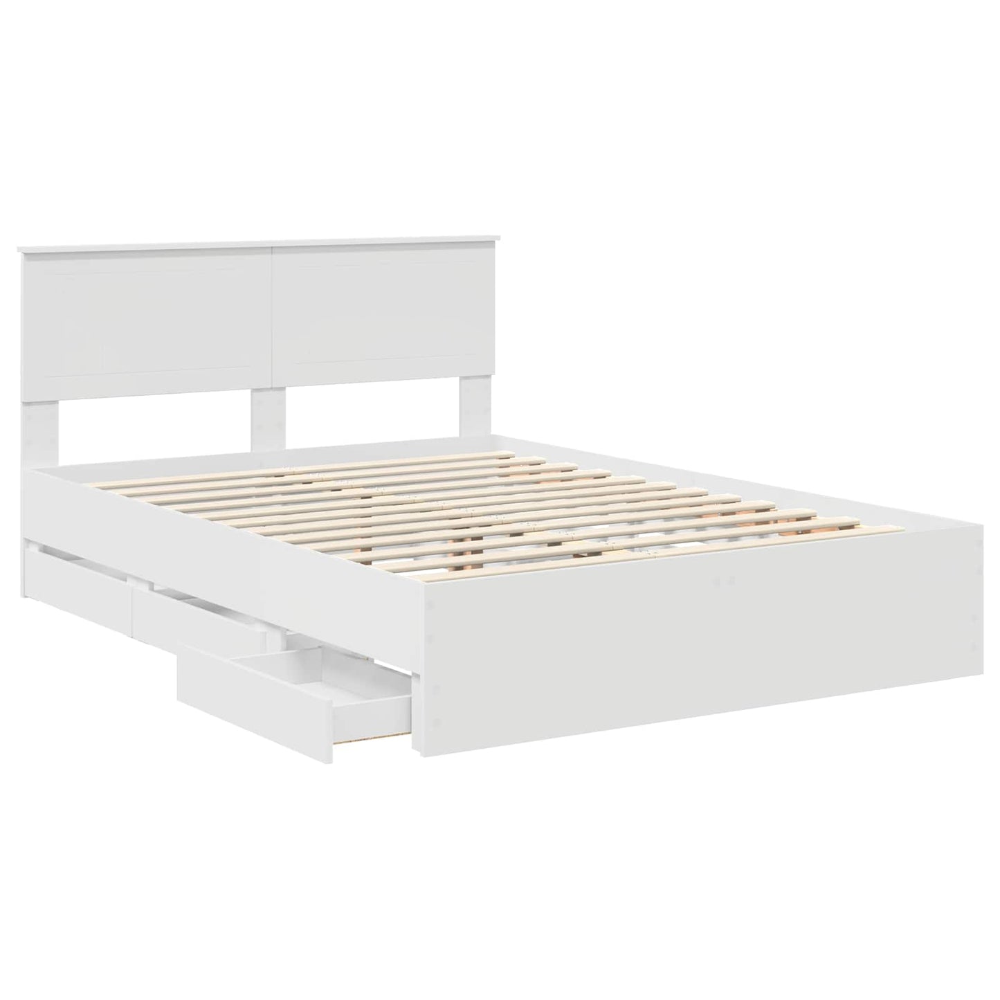 Bed Frame with Drawer White 140 x 190 cm Engineer Wood