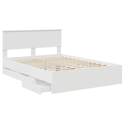 Bed Frame with Drawer White 140 x 190 cm Engineer Wood