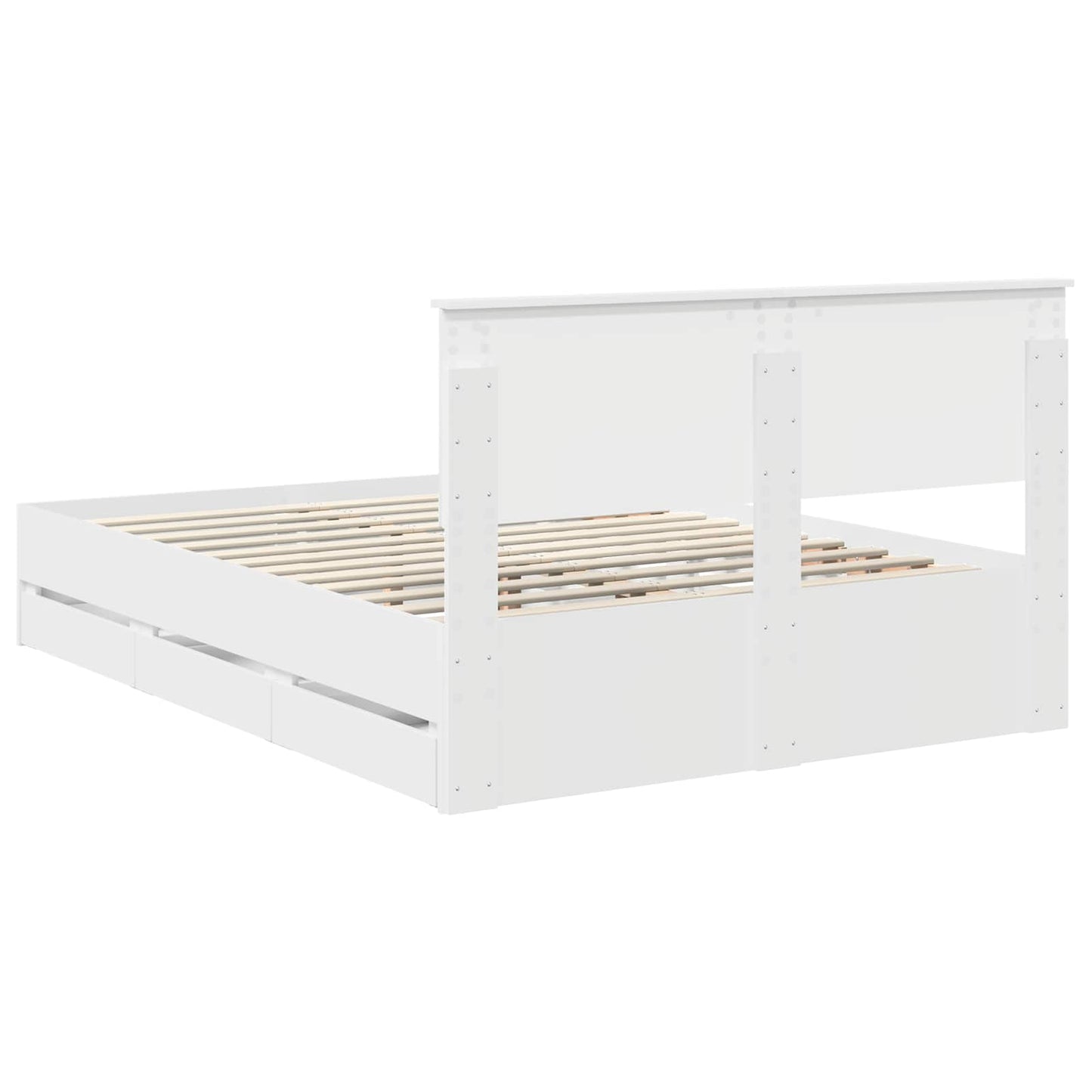 Bed Frame with Drawer White 140 x 190 cm Engineer Wood