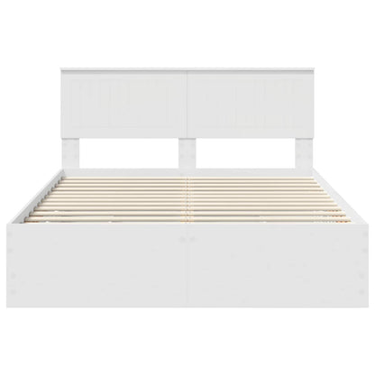 Bed Frame with Drawer White 140 x 190 cm Engineer Wood