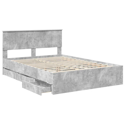 Bed Frame with Drawer Concrete Grey 140 x 190 cm Engineer Wood
