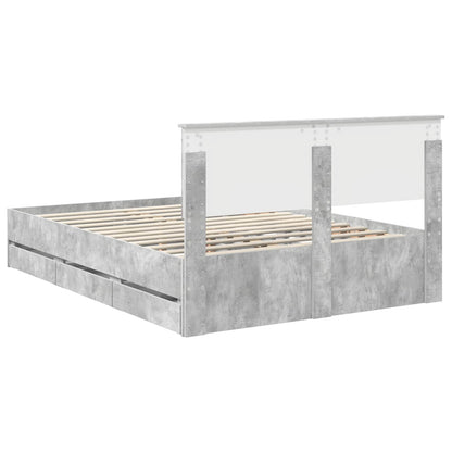 Bed Frame with Drawer Concrete Grey 140 x 190 cm Engineer Wood
