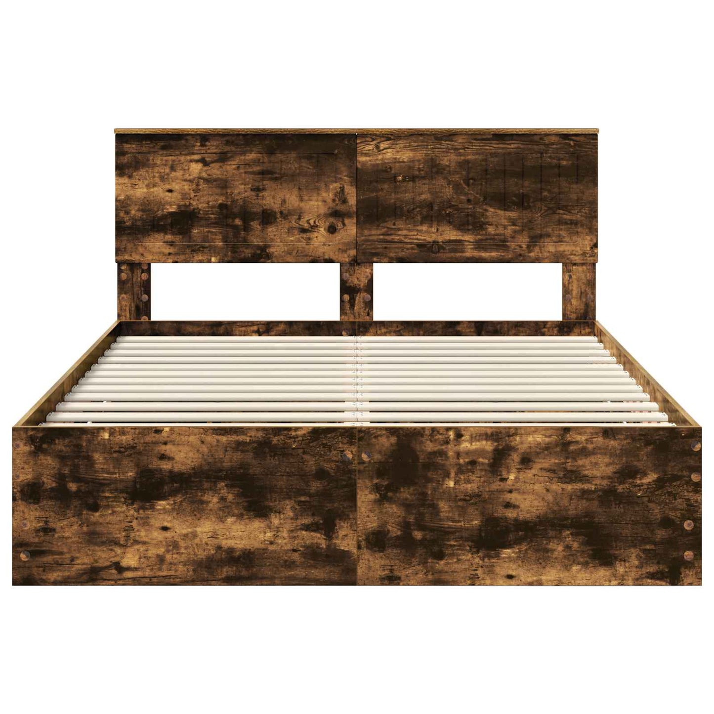 Bed Frame with Drawer Smoked Oak 140 x 190 cm Engineer Wood