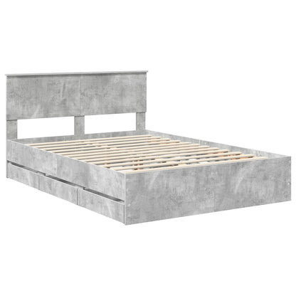 Bed Frame with Drawer Concrete Grey 135 x 190 cm Engineer Wood