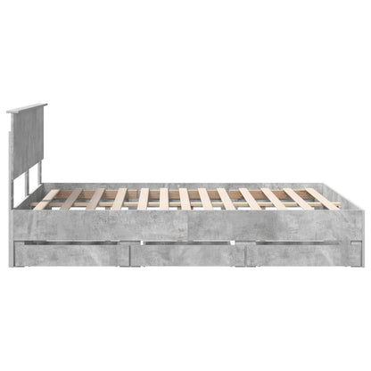 Bed Frame with Drawer Concrete Grey 135 x 190 cm Engineer Wood