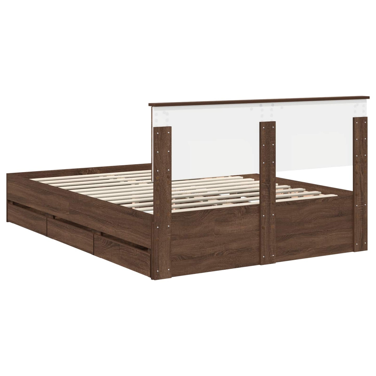 Bed Frame with Drawer Brown Oak 135 x 190 cm Engineer Wood