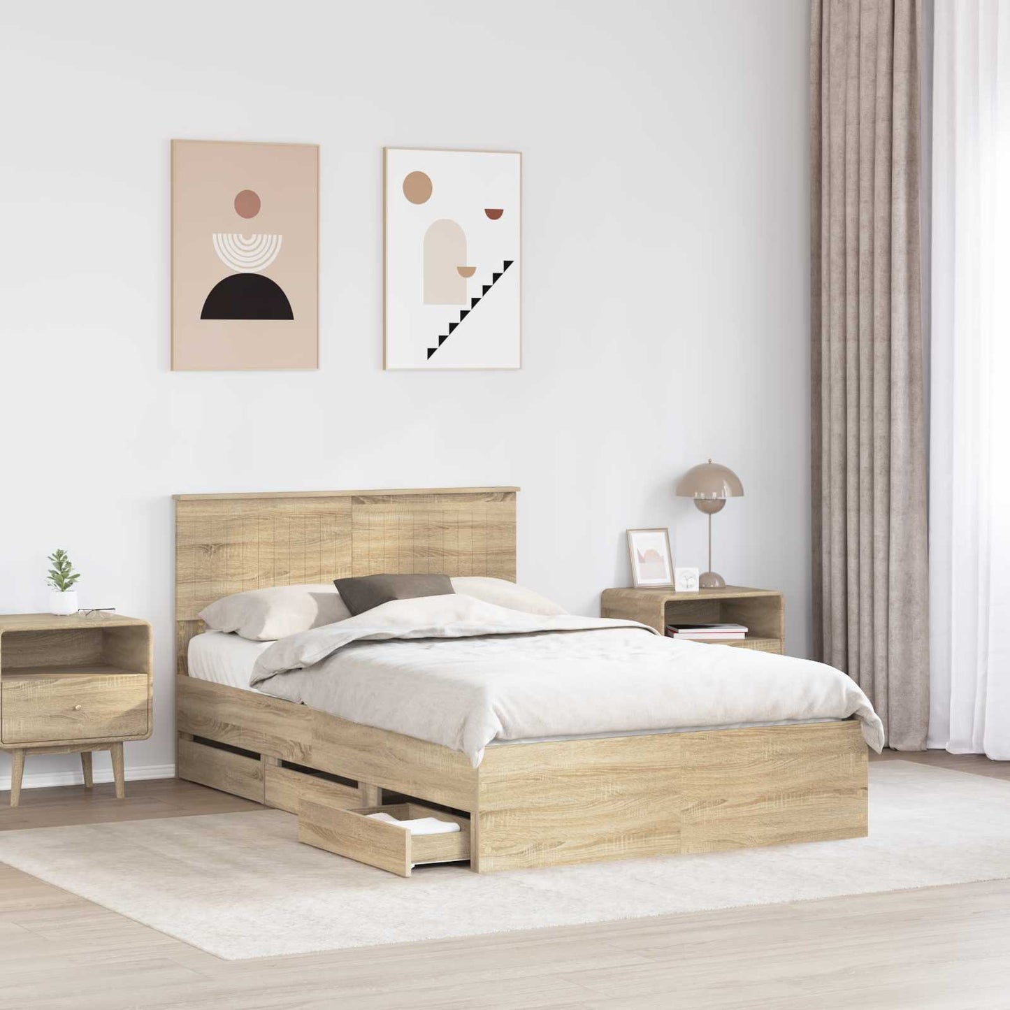 Bed Frame with Drawer Sonoma Oak 120 x 200 cm Engineer Wood