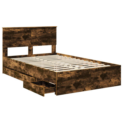 Bed Frame with Drawer Smoked Oak 120 x 200 cm Engineer Wood