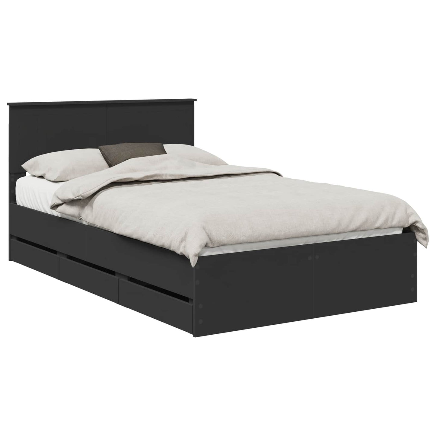 Bed Frame with Drawer Black 120 x 190 cm Engineer Wood