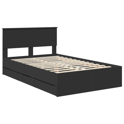 Bed Frame with Drawer Black 120 x 190 cm Engineer Wood
