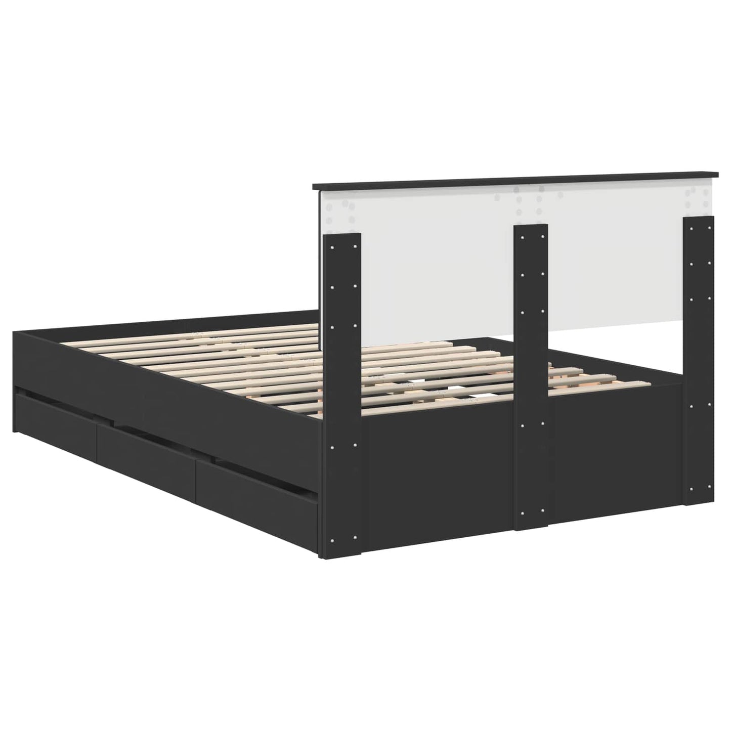 Bed Frame with Drawer Black 120 x 190 cm Engineer Wood