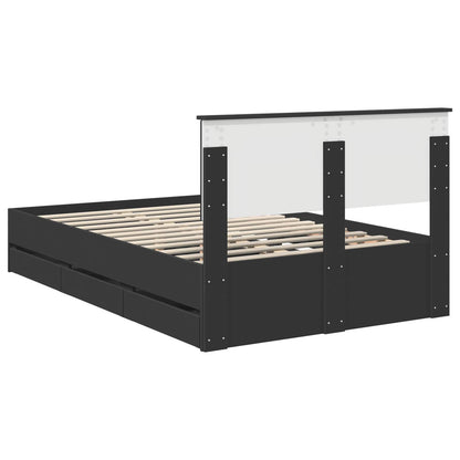 Bed Frame with Drawer Black 120 x 190 cm Engineer Wood