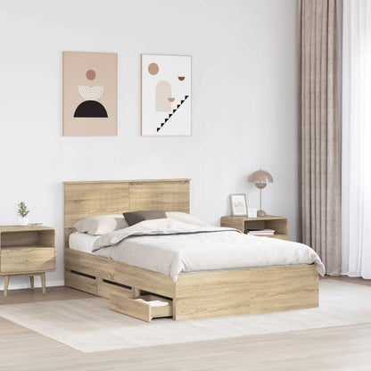 Bed Frame with Drawer Sonoma Oak 120 x 190 cm Engineer Wood