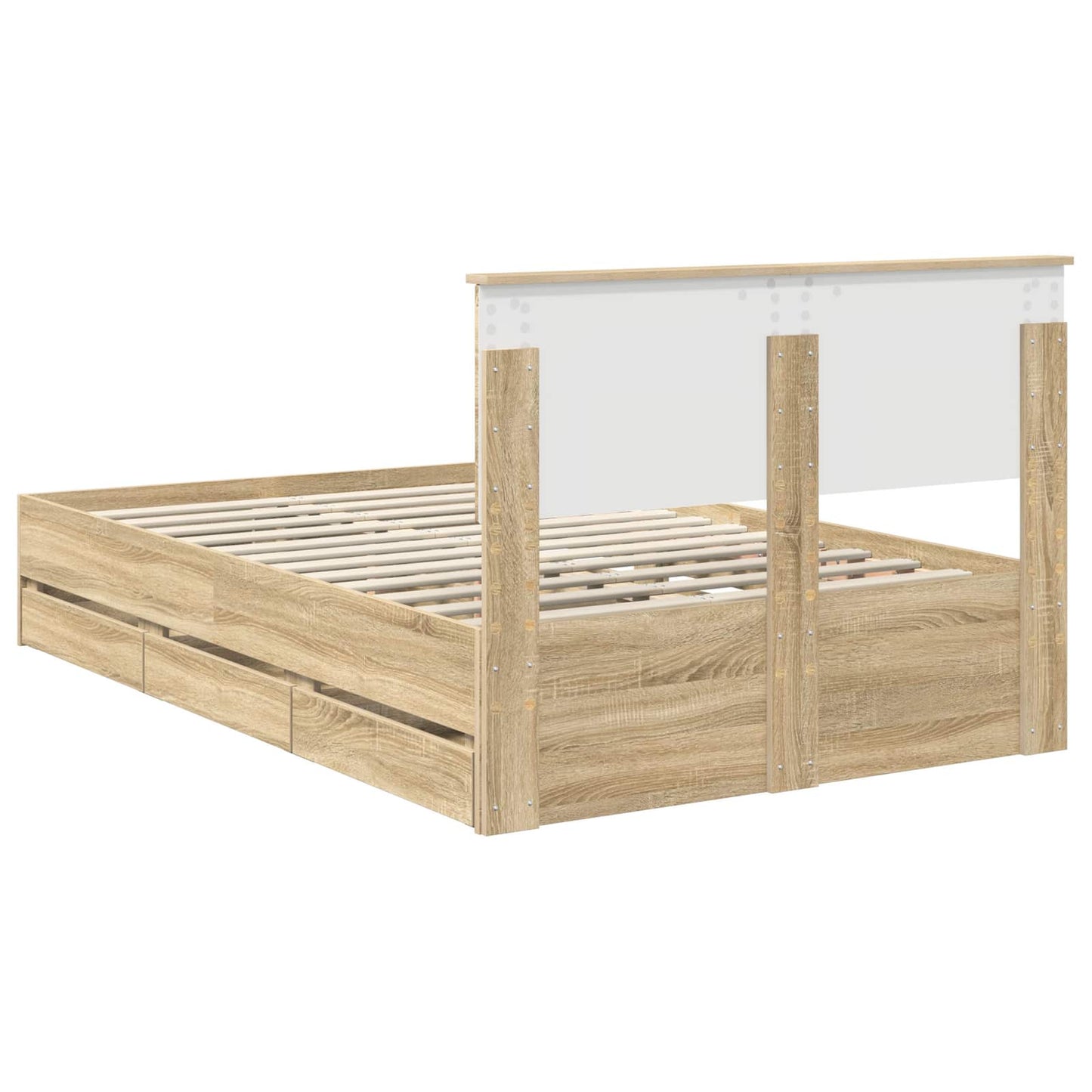 Bed Frame with Drawer Sonoma Oak 120 x 190 cm Engineer Wood