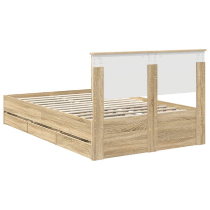 Bed Frame with Drawer Sonoma Oak 120 x 190 cm Engineer Wood