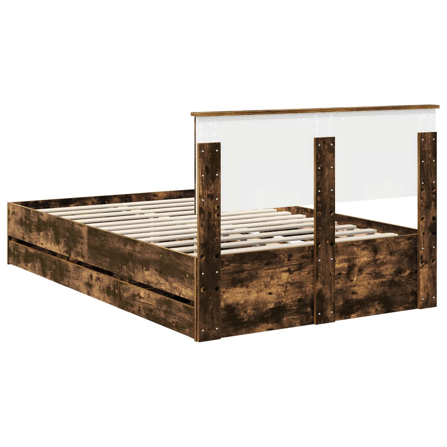 Bed Frame with Drawer Smoked Oak 120 x 190 cm Engineer Wood