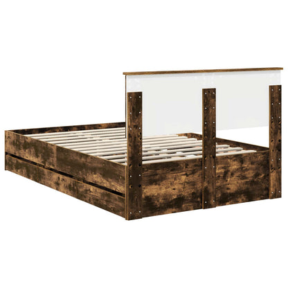 Bed Frame with Drawer Smoked Oak 120 x 190 cm Engineer Wood