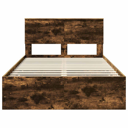 Bed Frame with Drawer Smoked Oak 120 x 190 cm Engineer Wood