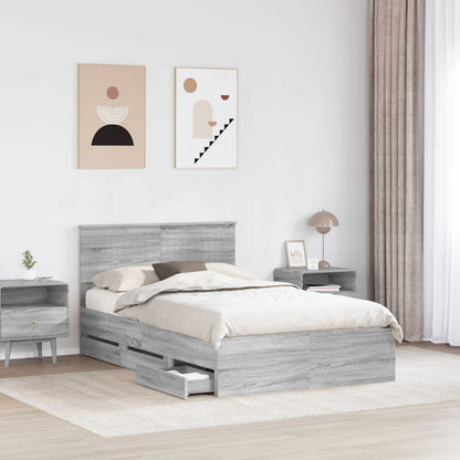Bed Frame with Drawer Grey Sonoma 120 x 190 cm Engineer Wood