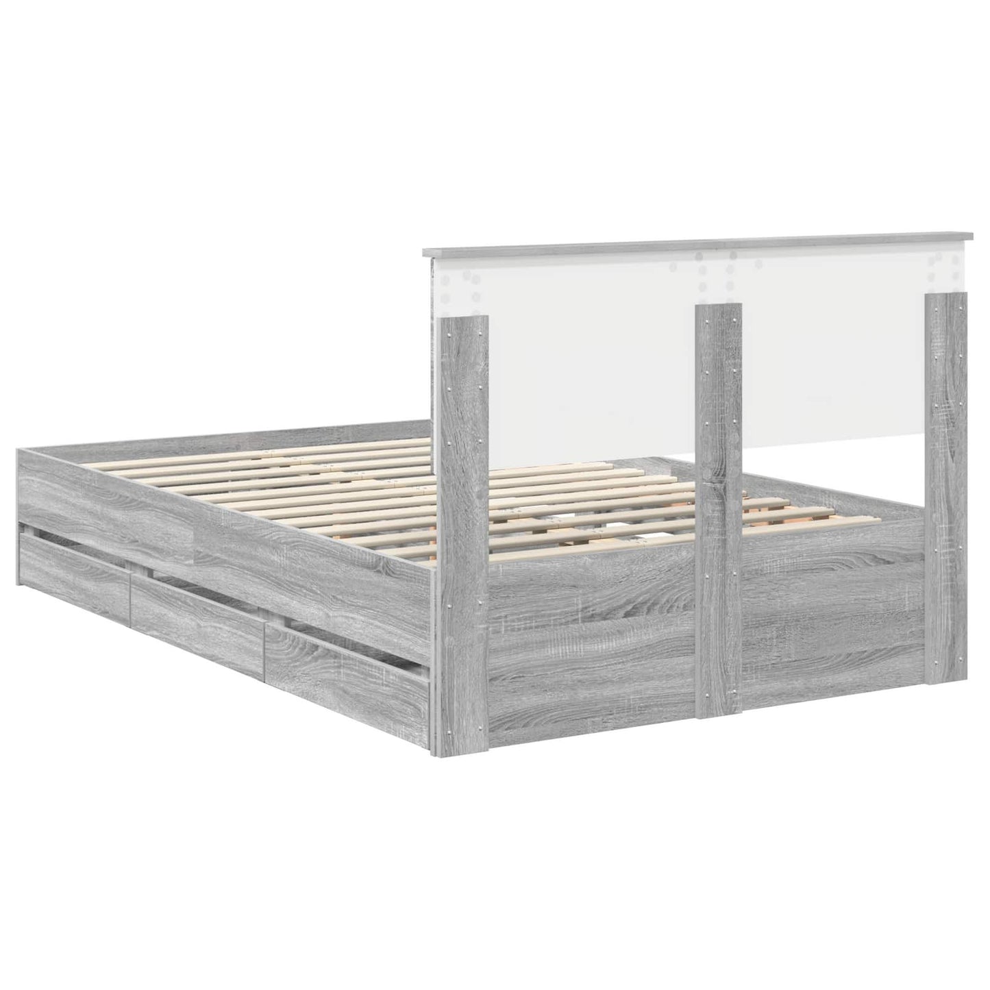 Bed Frame with Drawer Grey Sonoma 120 x 190 cm Engineer Wood