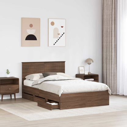 Bed Frame with Drawer Brown Oak 120 x 190 cm Engineer Wood