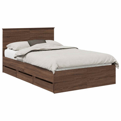 Bed Frame with Drawer Brown Oak 120 x 190 cm Engineer Wood