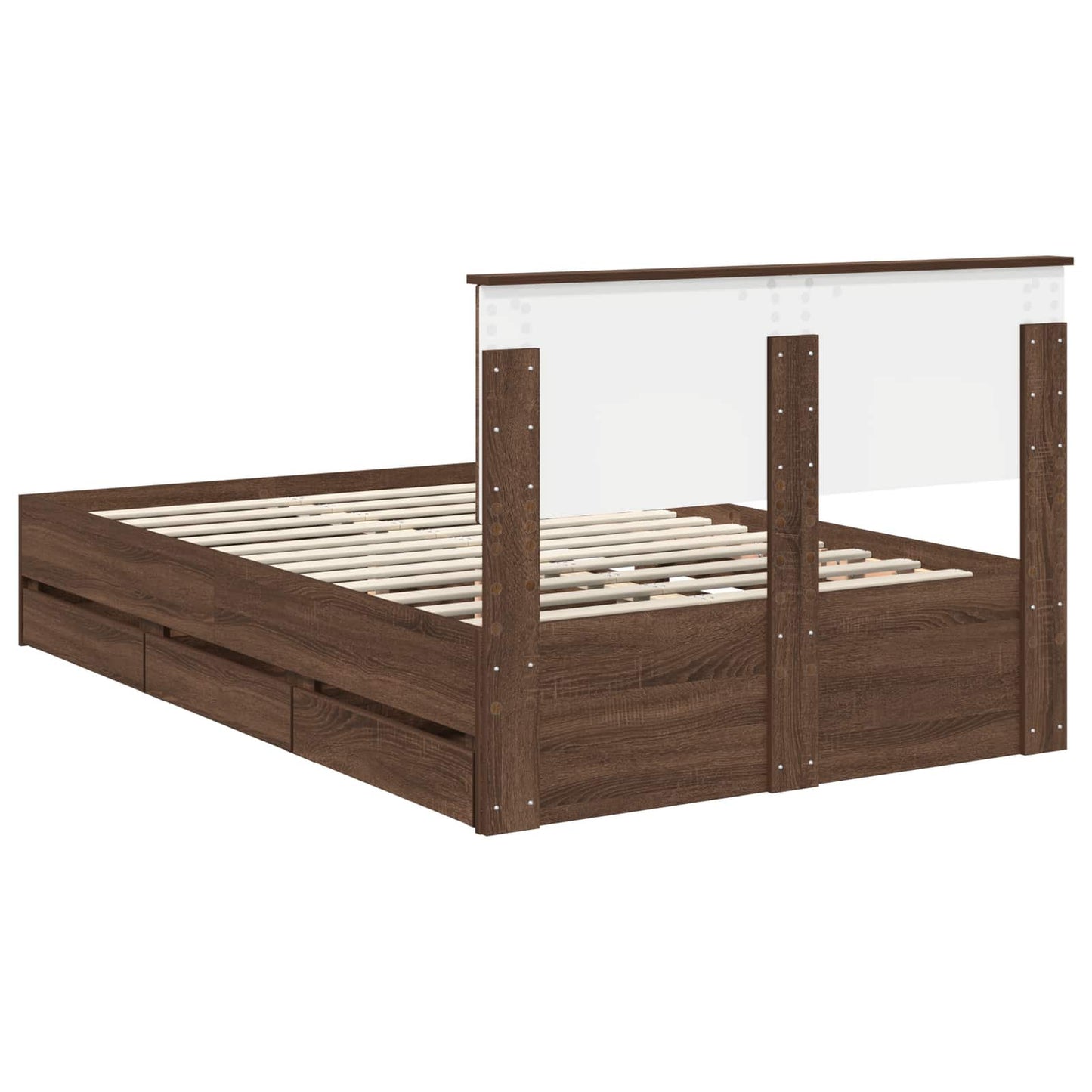 Bed Frame with Drawer Brown Oak 120 x 190 cm Engineer Wood