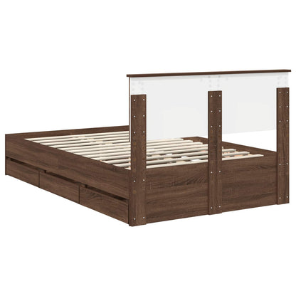 Bed Frame with Drawer Brown Oak 120 x 190 cm Engineer Wood