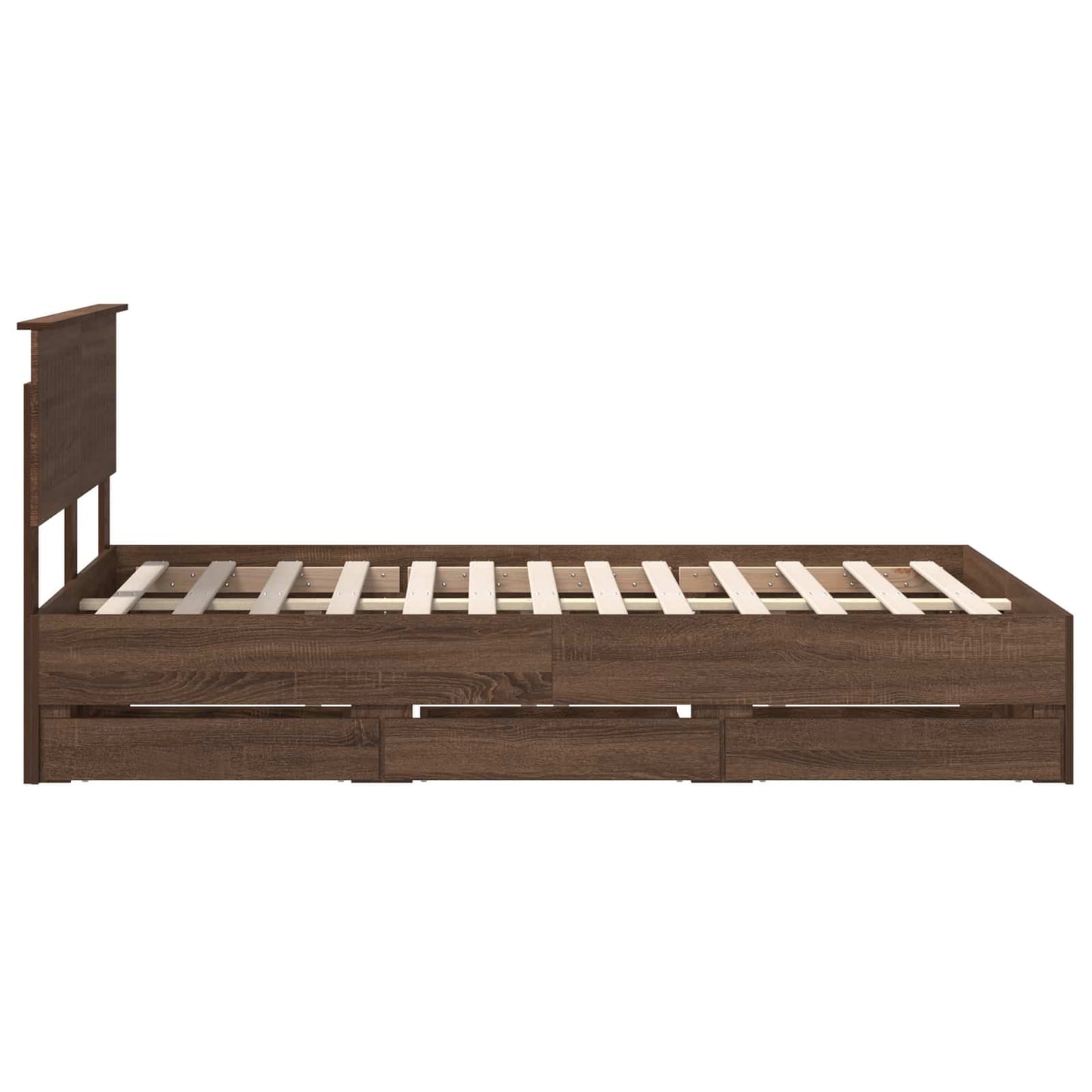 Bed Frame with Drawer Brown Oak 120 x 190 cm Engineer Wood