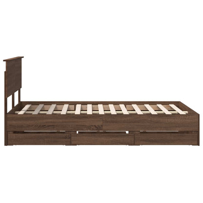Bed Frame with Drawer Brown Oak 120 x 190 cm Engineer Wood