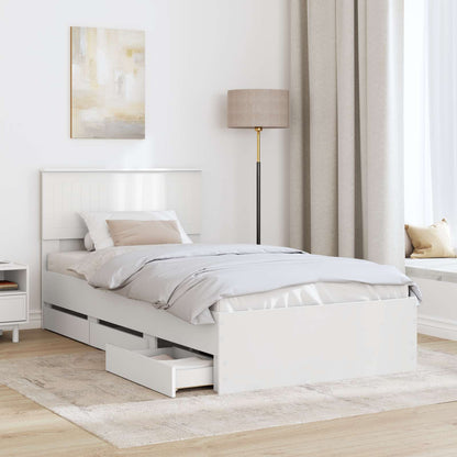 Bed Frame with Drawer White 100 x 200 cm Engineer Wood