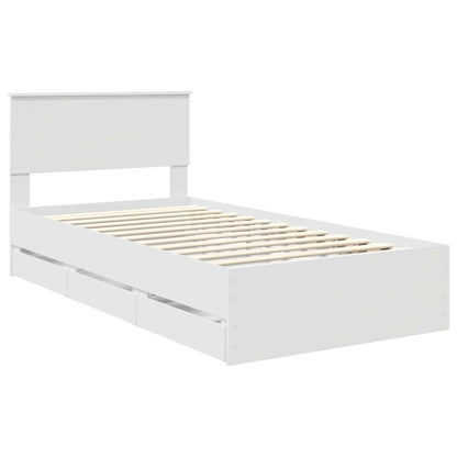 Bed Frame with Drawer White 100 x 200 cm Engineer Wood
