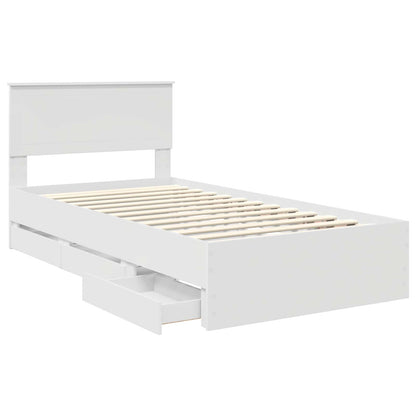 Bed Frame with Drawer White 100 x 200 cm Engineer Wood