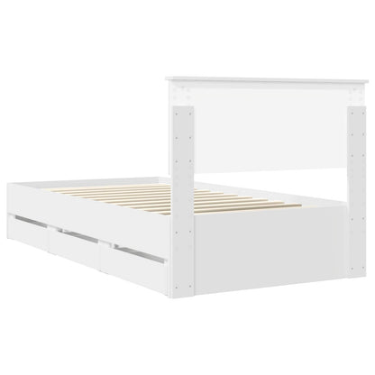 Bed Frame with Drawer White 100 x 200 cm Engineer Wood
