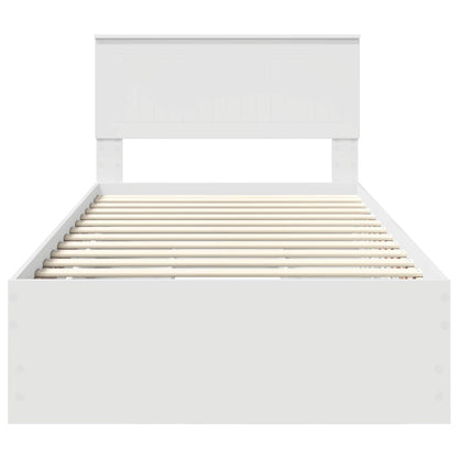 Bed Frame with Drawer White 100 x 200 cm Engineer Wood