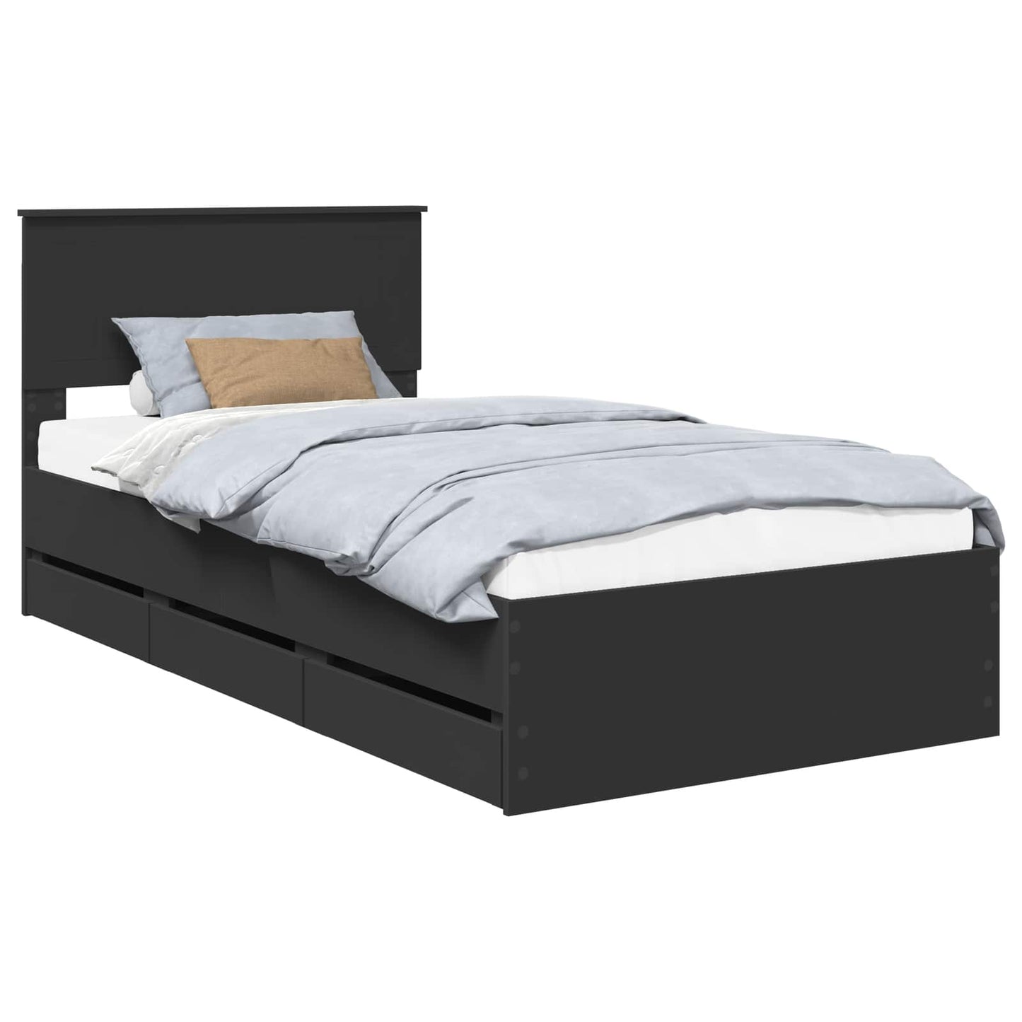 Bed Frame with Drawer Black 100 x 200 cm Engineer Wood