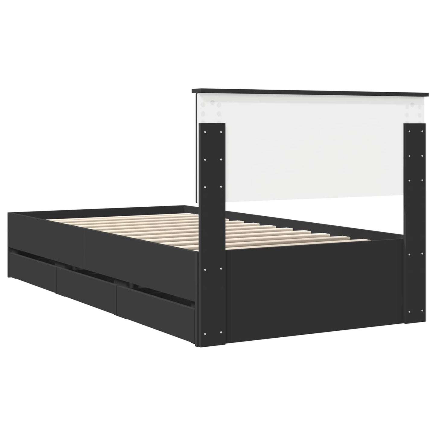 Bed Frame with Drawer Black 100 x 200 cm Engineer Wood