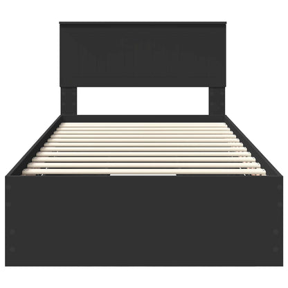Bed Frame with Drawer Black 100 x 200 cm Engineer Wood