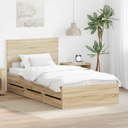 Bed Frame with Drawer Sonoma Oak 100 x 200 cm Engineer Wood