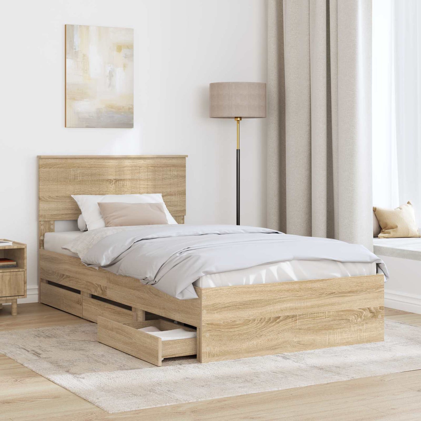 Bed Frame with Drawer Sonoma Oak 100 x 200 cm Engineer Wood