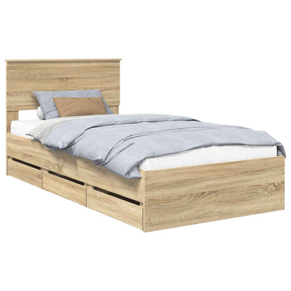 Bed Frame with Drawer Sonoma Oak 100 x 200 cm Engineer Wood
