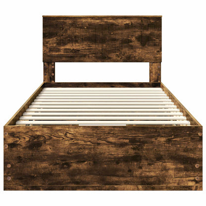 Bed Frame with Drawer Smoked Oak 100 x 200 cm Engineer Wood