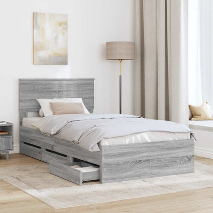 Bed Frame with Drawer Grey Sonoma 100 x 200 cm Engineer Wood