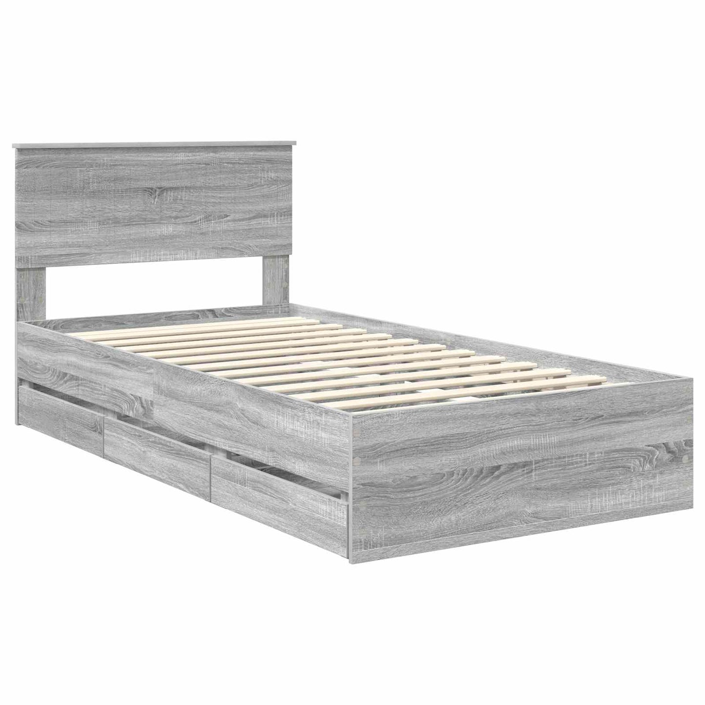 Bed Frame with Drawer Grey Sonoma 100 x 200 cm Engineer Wood