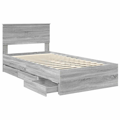 Bed Frame with Drawer Grey Sonoma 100 x 200 cm Engineer Wood