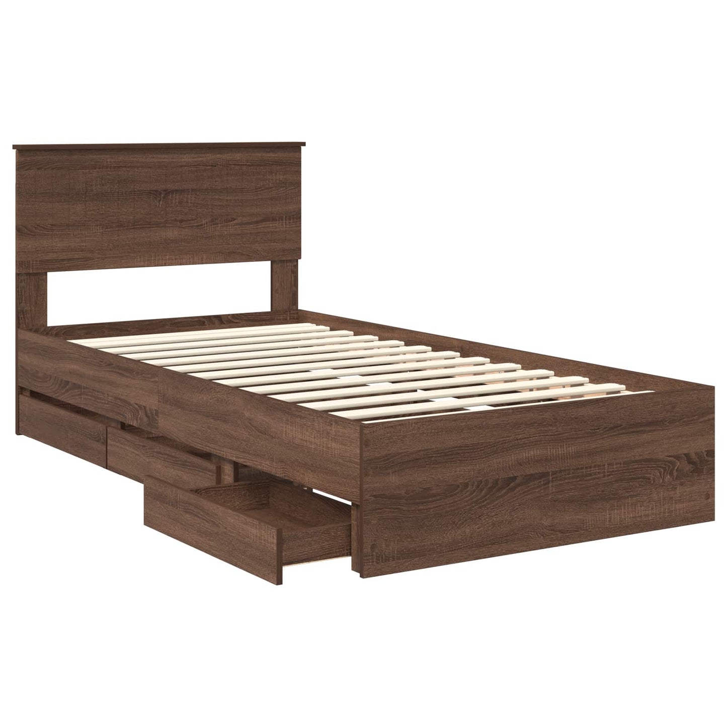 Bed Frame with Drawer Brown Oak 100 x 200 cm Engineer Wood