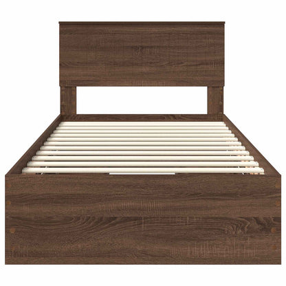Bed Frame with Drawer Brown Oak 100 x 200 cm Engineer Wood