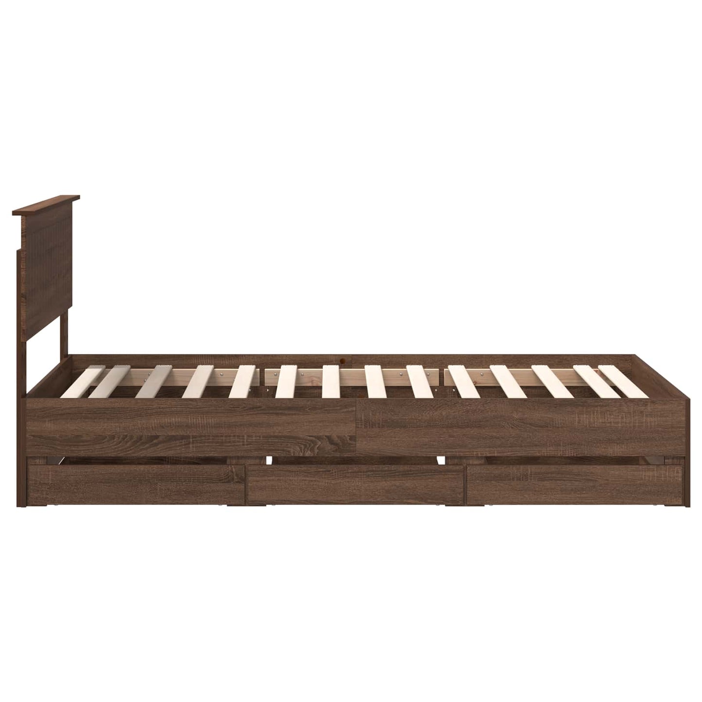 Bed Frame with Drawer Brown Oak 100 x 200 cm Engineer Wood