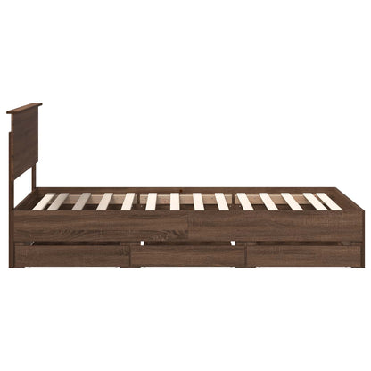 Bed Frame with Drawer Brown Oak 100 x 200 cm Engineer Wood