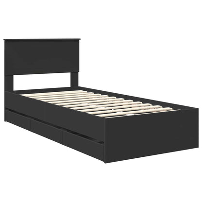 Bed Frame with Drawer Black 90 x 200 cm Engineer Wood